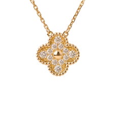 Van Cleef & Arpels Collar Colgante Vintage Alhambra Pavé de Diamantes en Oro Amarillo