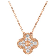 Van Cleef & Arpels Vintage Alhambra Diamond Pendant Necklace, Rose Gold