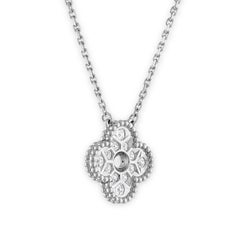 Van Cleef & Arpels Vintage Alhambra Diamond Pendant Necklace, White Gold
