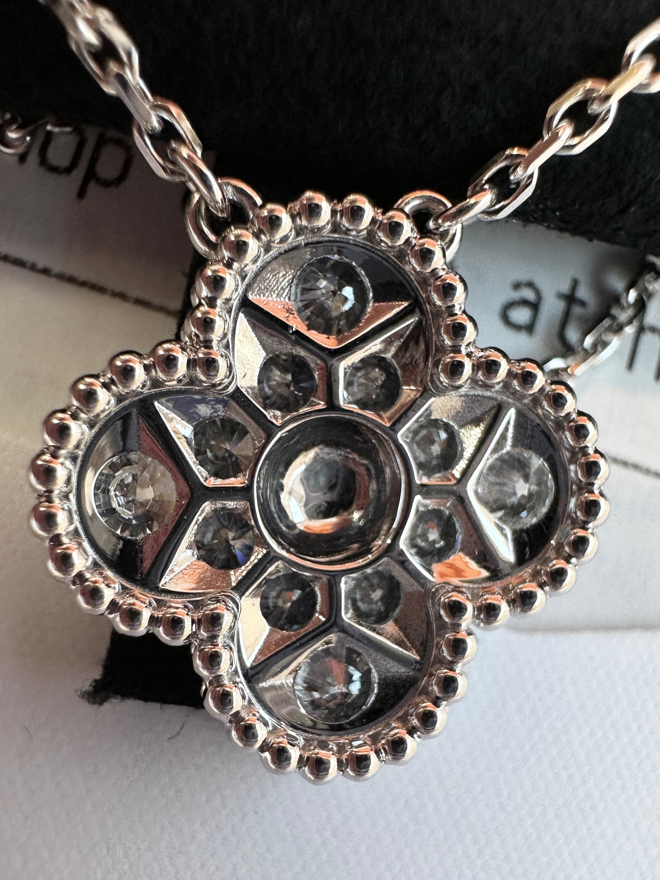 Van Cleef & Arpels Vintage Alhambra Diamond Pendant Necklace, White Gold 3