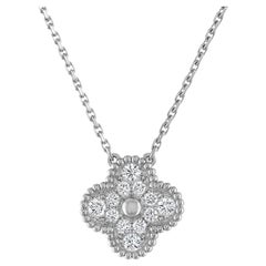 Van Cleef & Arpels Vintage Alhambra Diamond Pendant Necklace, White Gold
