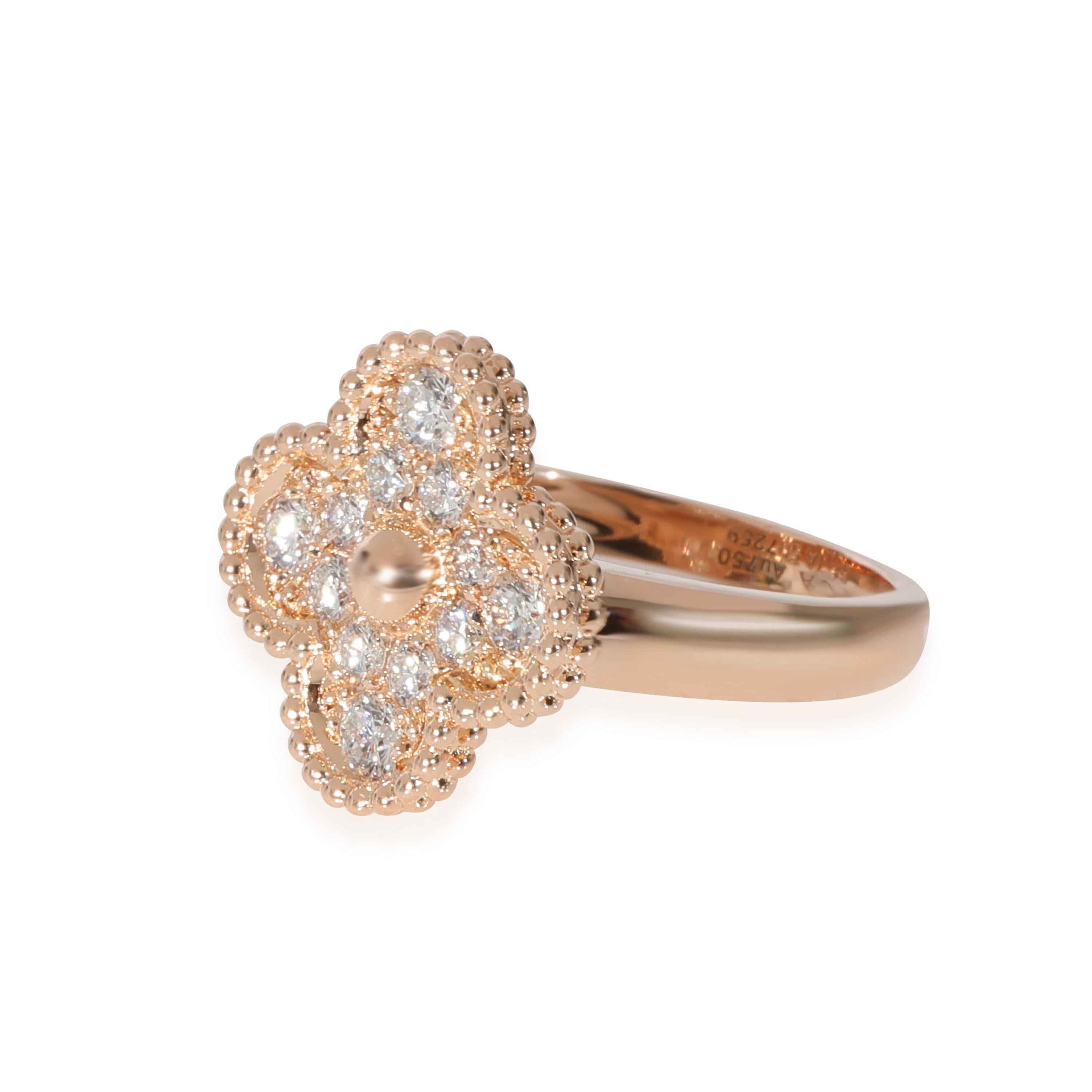 Van Cleef & Arpels Bague Alhambra vintage en or rose 18 carats et diamants 0,48 carat Unisexe en vente