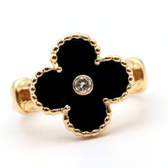 Van Cleef & Arpels Vintage Alhambra Diamond Ring in 18K Yellow Gold