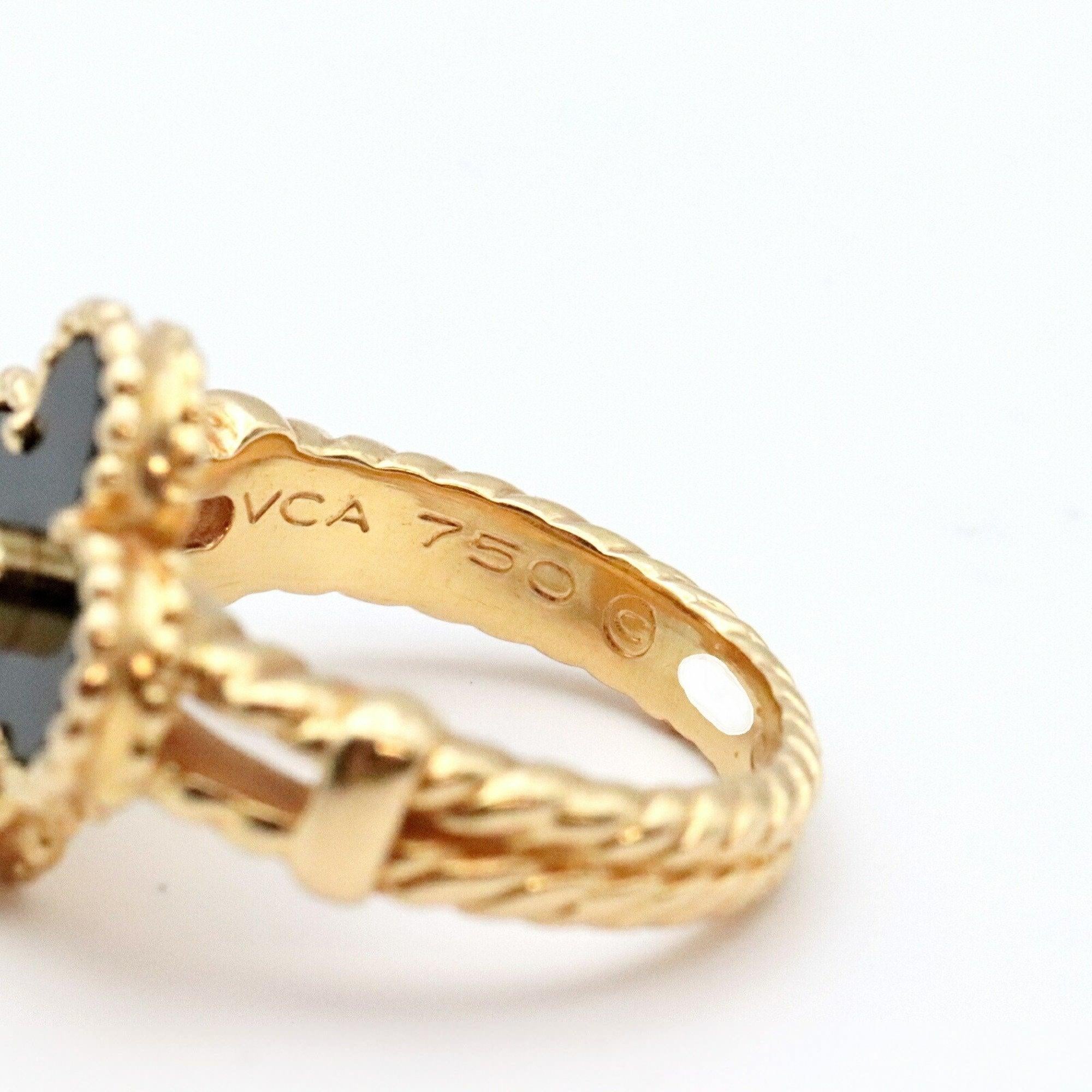 Women's Van Cleef & Arpels Vintage Alhambra Diamond Ring in 18K Yellow Gold For Sale
