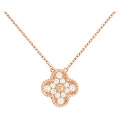 Van Cleef & Arpels Used Alhambra Diamond Rose Gold Pendant