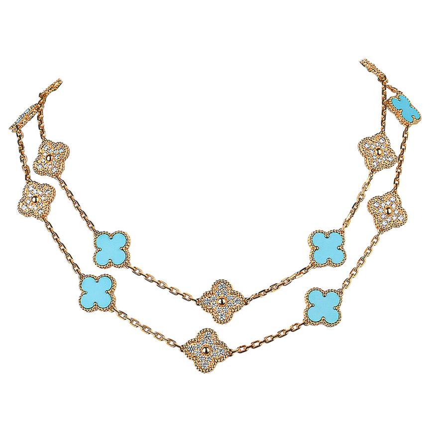 van cleef and arpels turquoise alhambra necklace