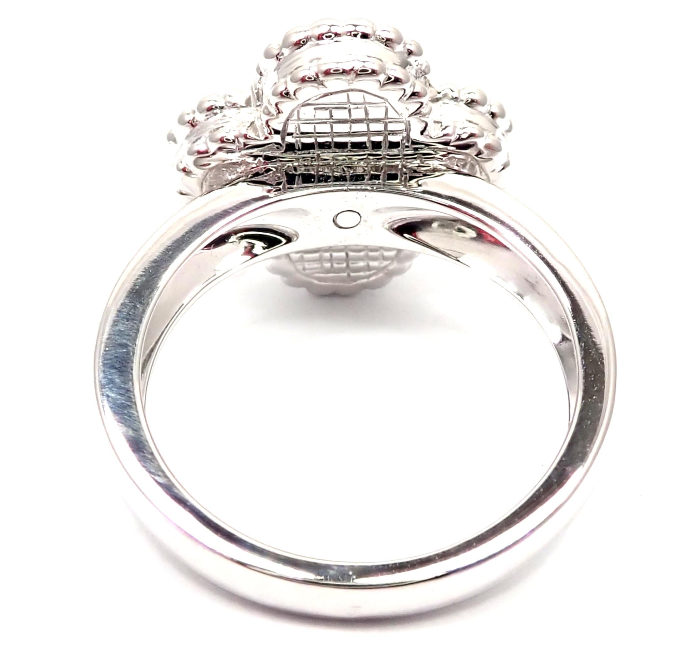 Women's or Men's Van Cleef & Arpels Vintage Alhambra Diamond Turquoise White Gold Ring