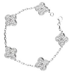 Van Cleef Arpels Bracelet vintage Alhambra en or blanc et diamants