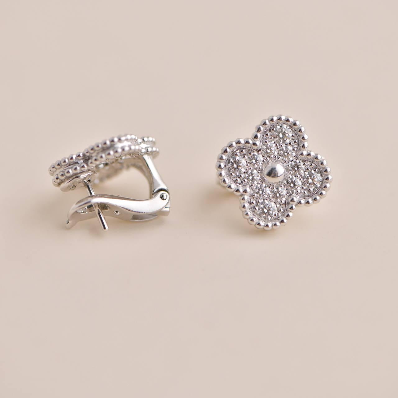 van cleef diamond alhambra earrings