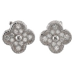 VAN CLEEF & ARPELS Vintage Alhambra Diamond White Gold Earrings