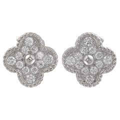 VAN CLEEF & ARPELS Vintage Alhambra Diamond White Gold Earrings