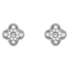Van Cleef & Arpels Vintage Alhambra Diamond White Gold Earrings