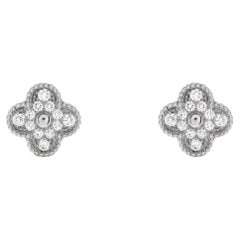 Van Cleef & Arpels Vintage Alhambra Diamant-Ohrringe aus Weißgold