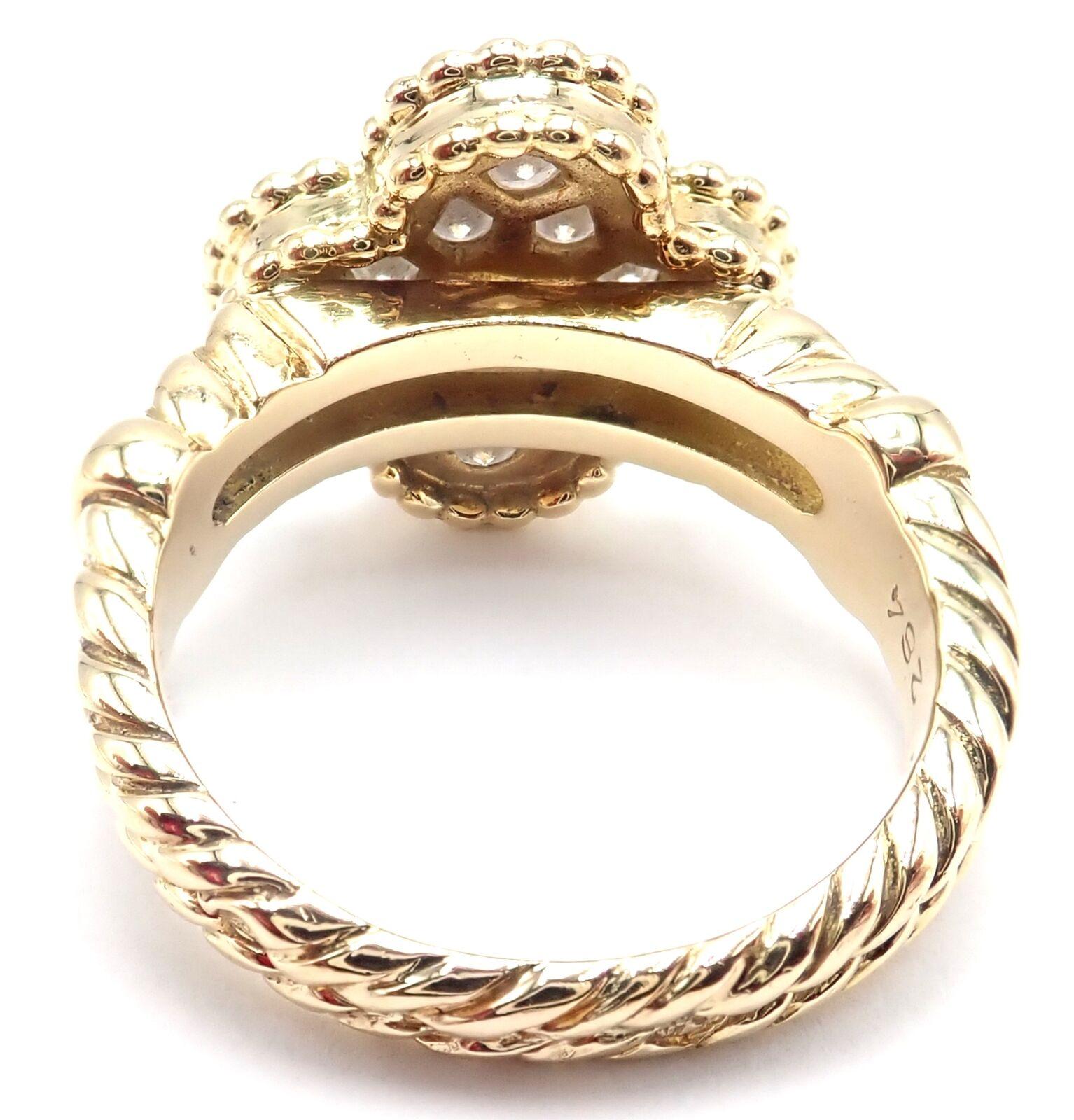 Brilliant Cut Van Cleef & Arpels Vintage Alhambra Diamond Yellow Gold Ring For Sale