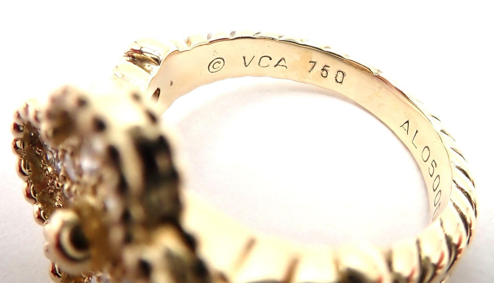 Women's or Men's Van Cleef & Arpels Vintage Alhambra Diamond Yellow Gold Ring For Sale