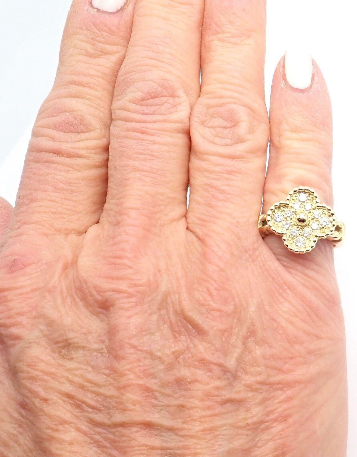 Van Cleef & Arpels Vintage Alhambra Diamond Yellow Gold Ring For Sale 4