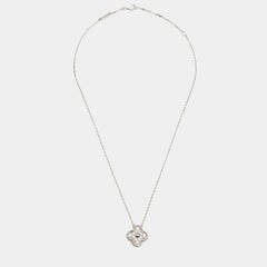 Van Cleef & Arpels Vintage Alhambra Diamonds 18k White Gold Necklace