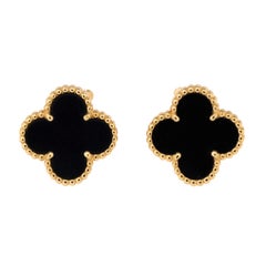 Van Cleef & Arpels Vintage Alhambra-Ohrringe aus 18 Karat Gelbgold und Onyx