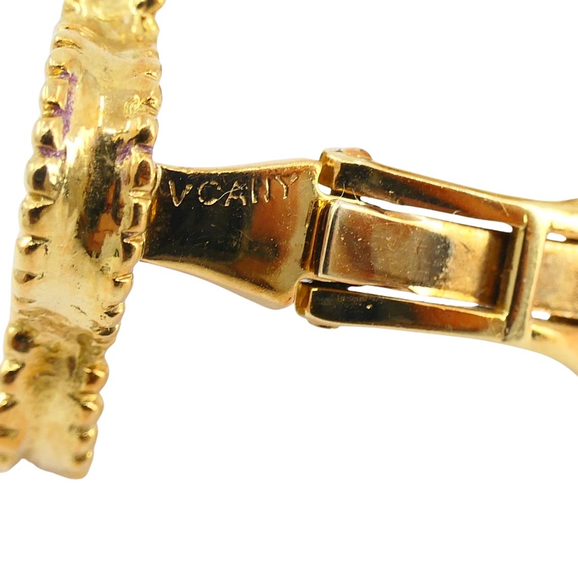 Van Cleef & Arpels Pendientes Vintage Alhambra Oro Diamante en venta 2