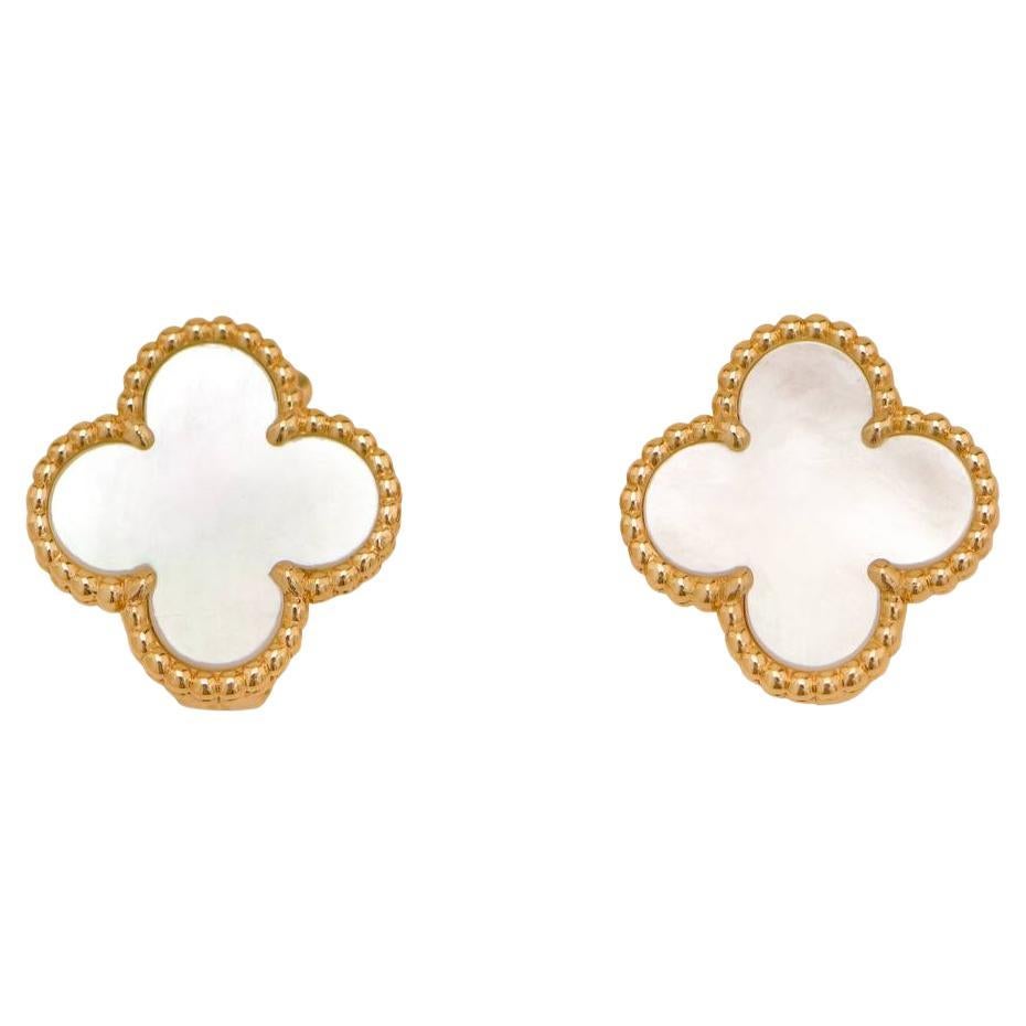 Van Cleef 
Arpels Vintage Alhambra Ohrringe Perlmutt 18K Gelbgold im Angebot