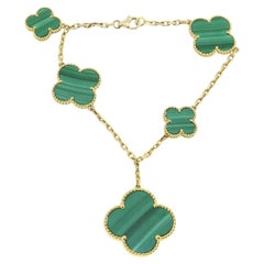 Van Cleef & Arpels Vintage Alhambra Five Motif Malachite Bracelet