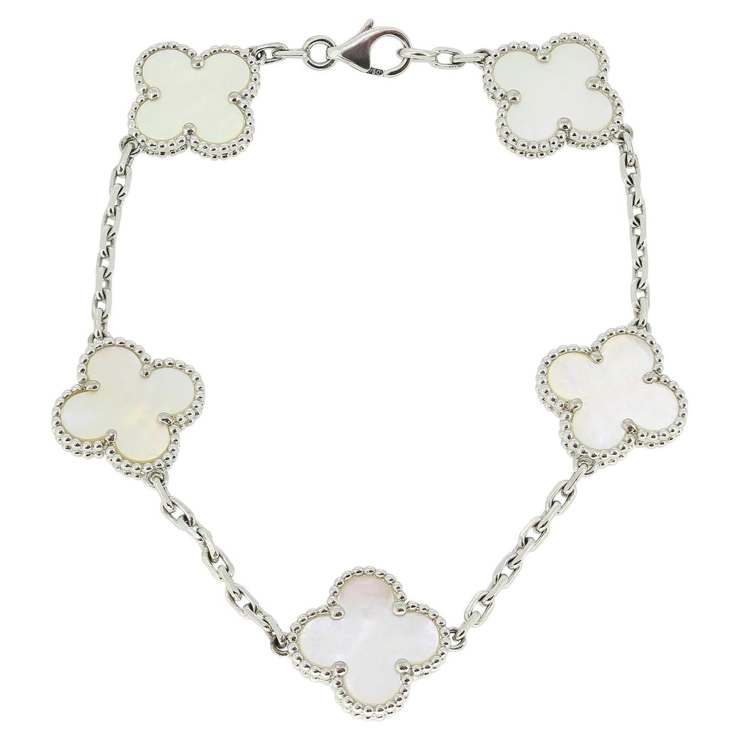 Van Cleef & Arpels Vintage Alhambra Five Motif Mother of Pearl Bracelet