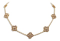 Van Cleef & Arpels 'Vintage Alhambra' Gold and Diamond 10-Motif Necklace
