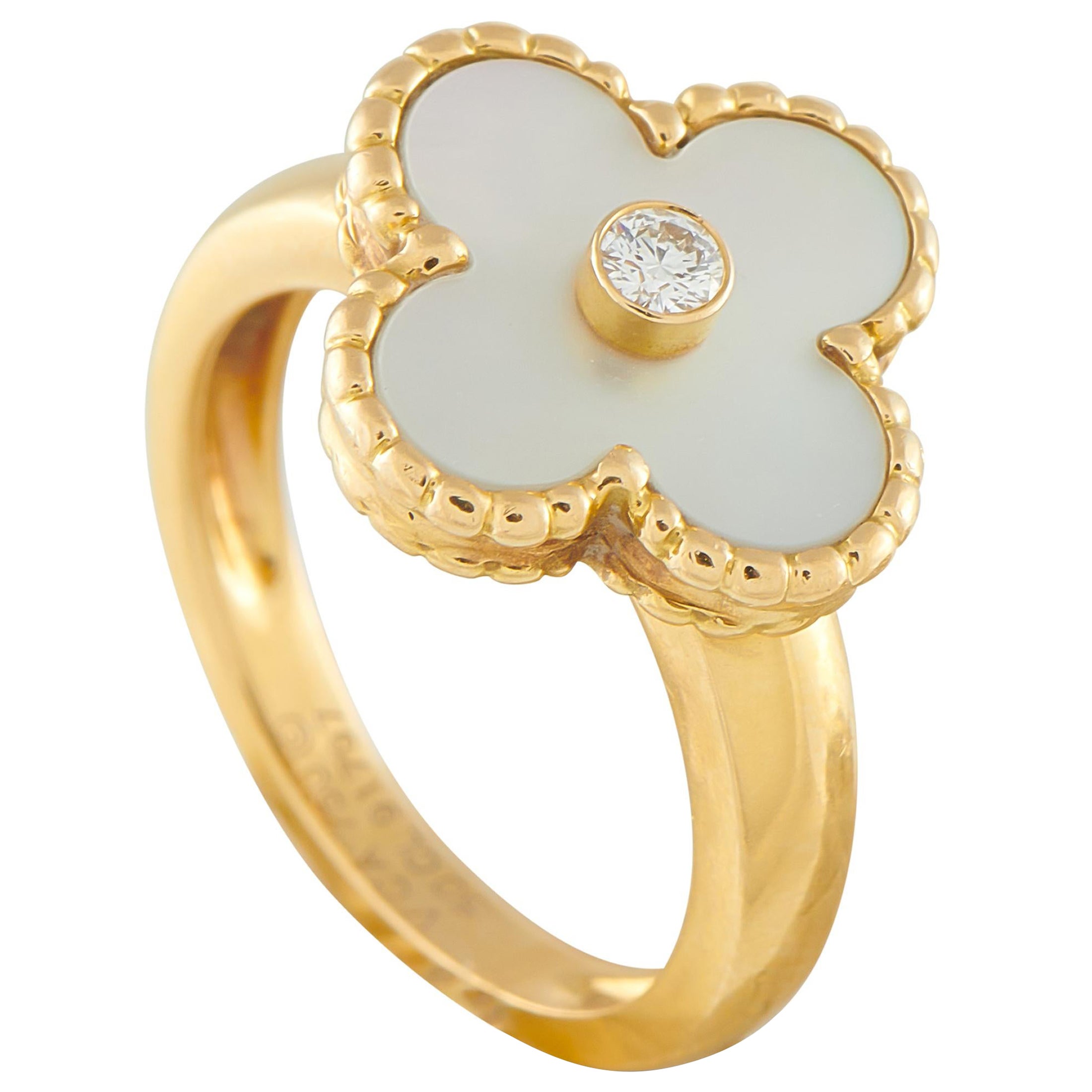 Van Cleef
Arpels Vintage Alhambra Gold Diamond
Mother of Pearl Ring #5027
