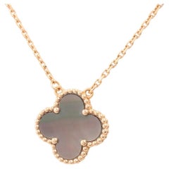 Van Cleef & Arpels Vintage Alhambra Gray shell Necklace 