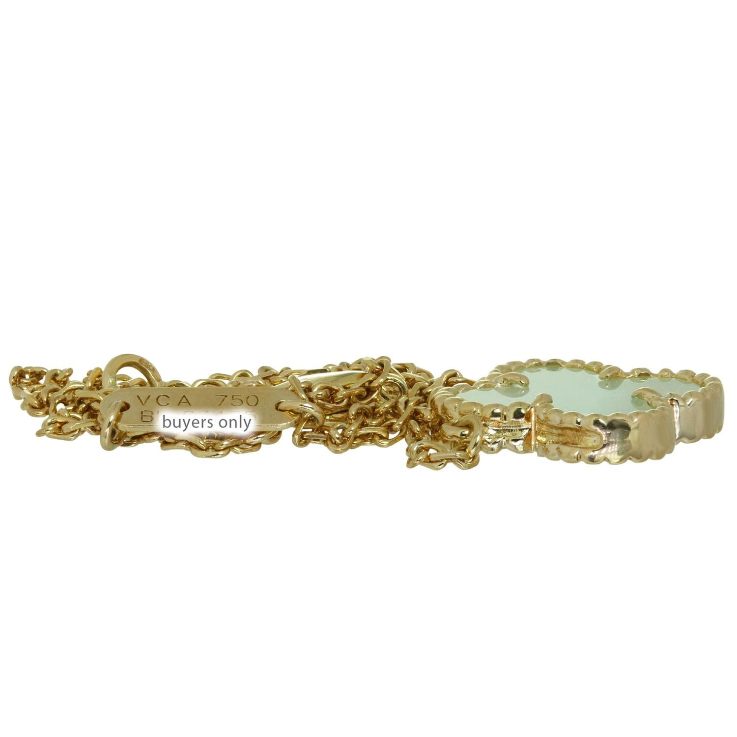 Women's Van Cleef & Arpels Vintage Alhambra Green Jade Yellow Gold Pendant Necklace