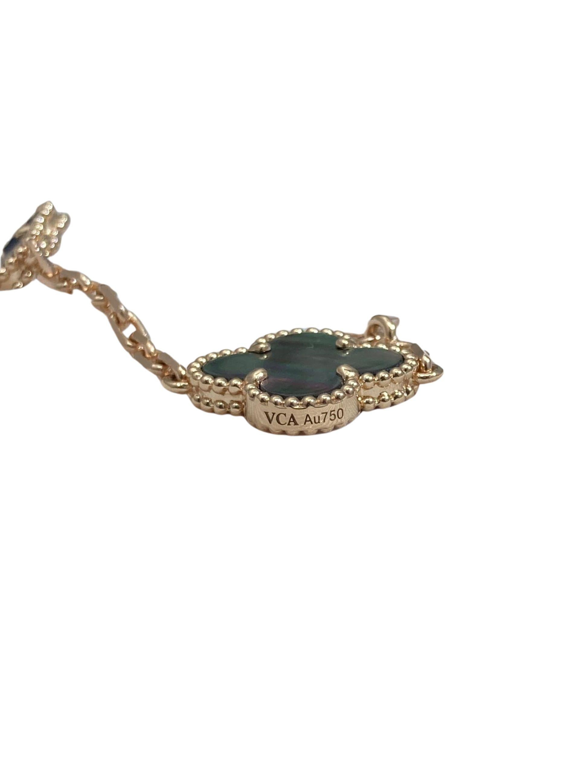 Van Cleef & Arpels Vintage Alhambra Grau Perlmutt 18K Rose Gold Armband (Cabochon) im Angebot