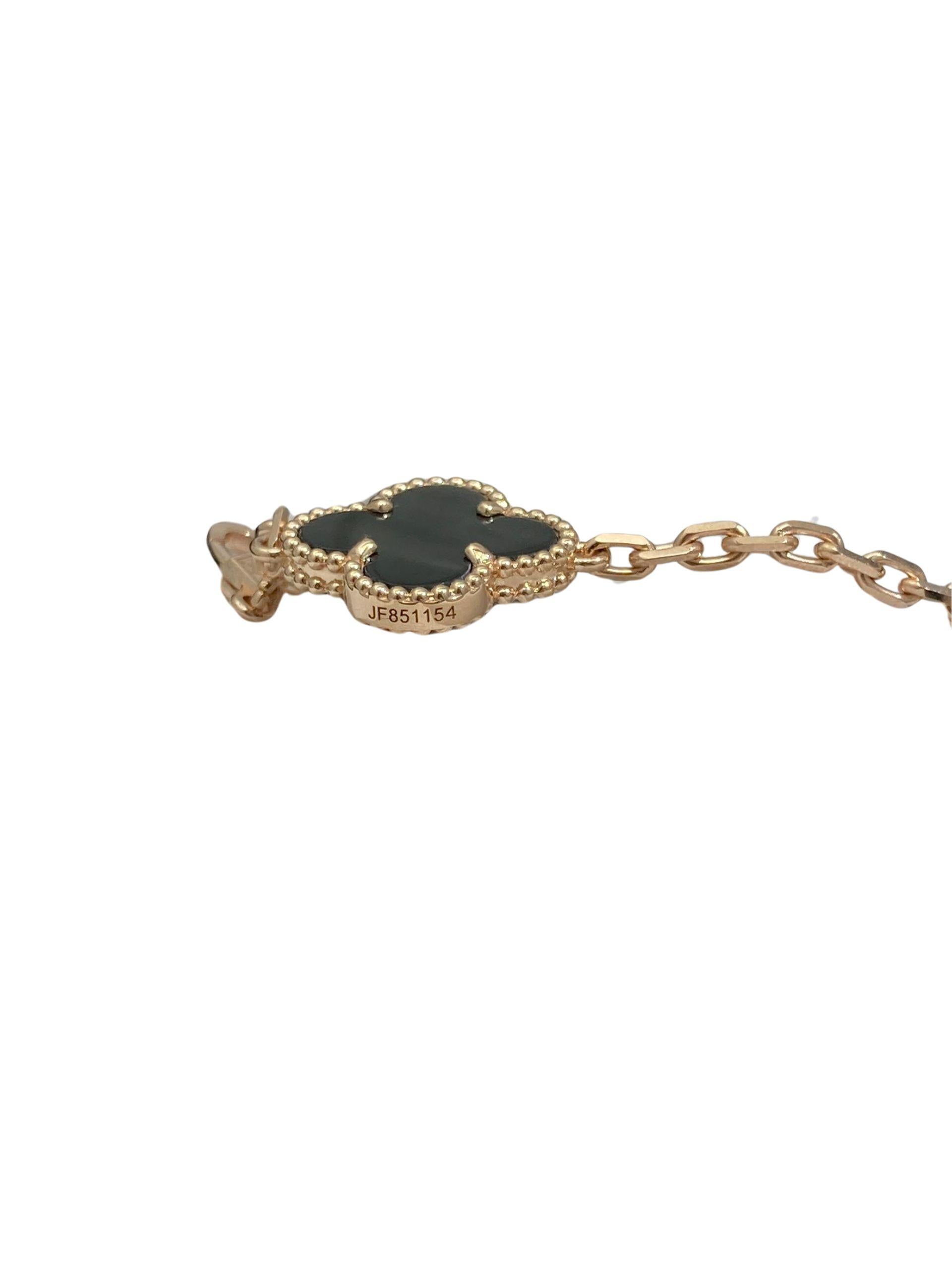 Van Cleef & Arpels Vintage Alhambra Grau Perlmutt 18K Rose Gold Armband im Zustand „Gut“ im Angebot in Fairfax, VA