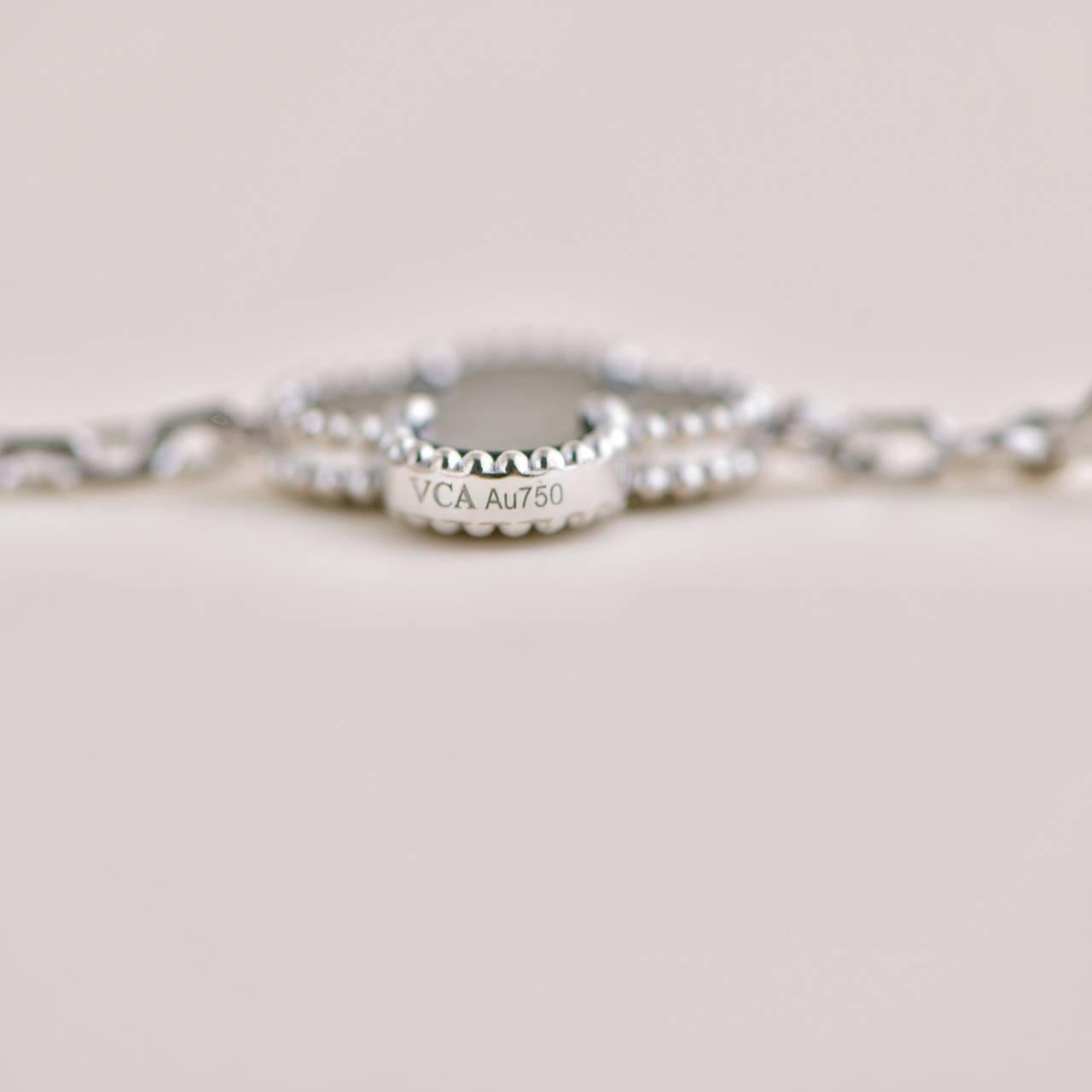 Van Cleef & Arpels Vintage Alhambra Grey Mother of Pearl 5 Motif Bracelet 3