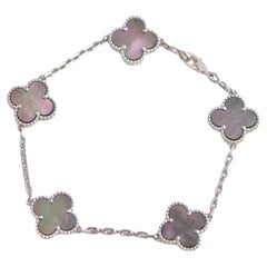 Van Cleef & Arpels Vintage Alhambra Grey Mother of Pearl 5 Motif Bracelet