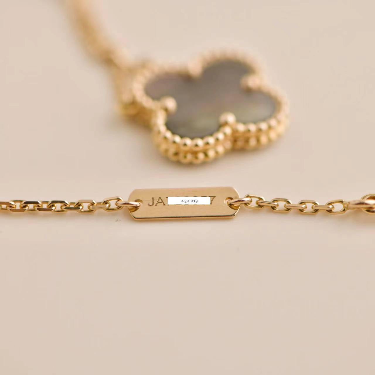 Van Cleef & Arpels Vintage Alhambra Grey Mother of Pearl Pendant Necklace 1
