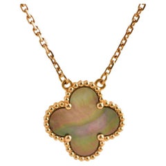 Van Cleef & Arpels Vintage Alhambra Grey Mother of Pearl Pendant Necklace