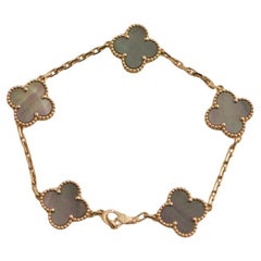Van Cleef & Arpels Vintage Alhambra Grey Mother of Pearl Rose Gold Bracelet 