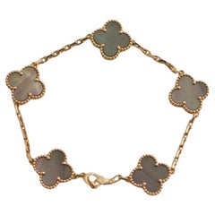 Van Cleef & Arpels Vintage Alhambra Grey Mother of Pearl Rose Gold Bracelet