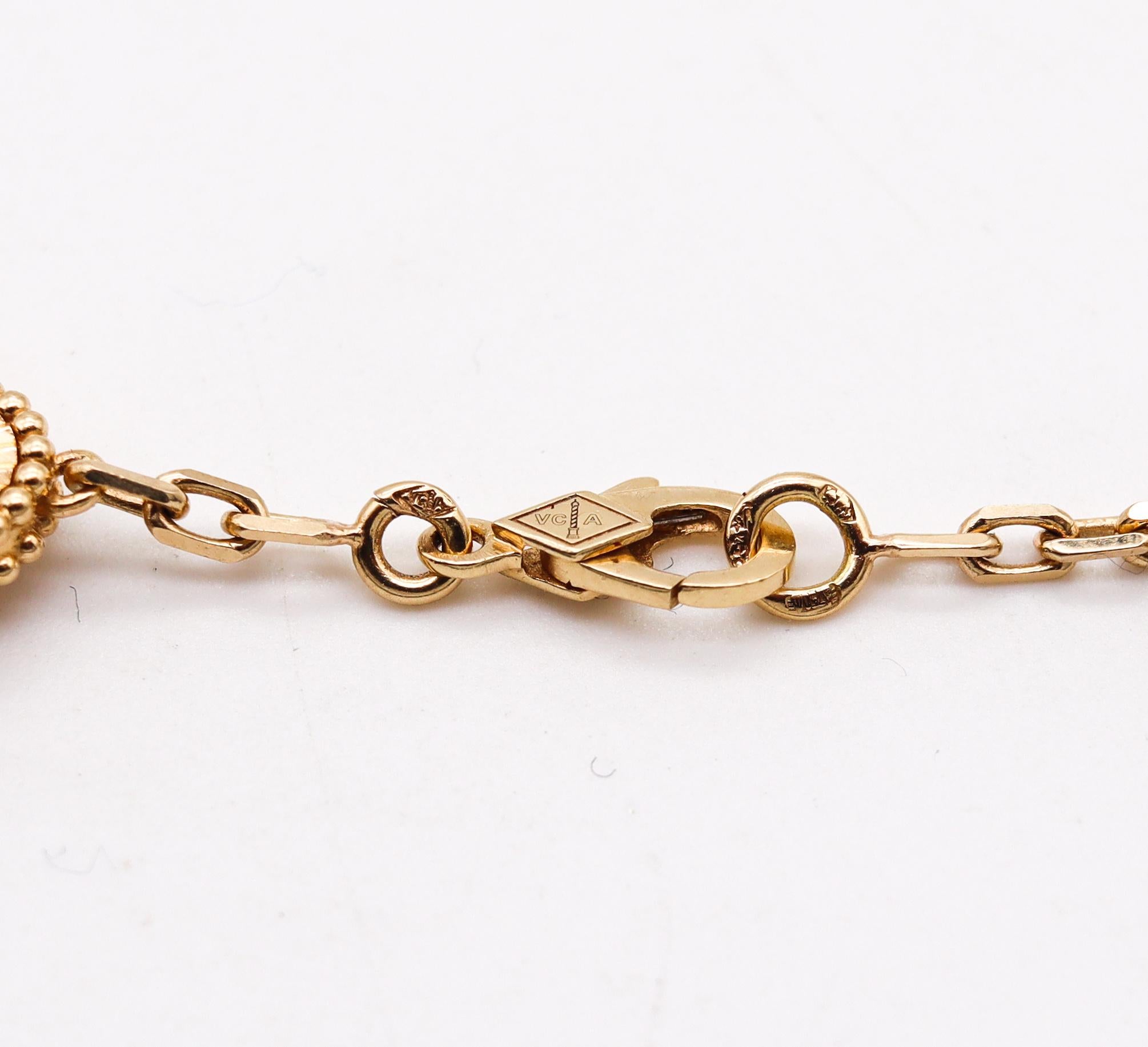 Modernist Van Cleef & Arpels Vintage Alhambra Guilloche 10 Motifs Necklace in 18Kt Gold