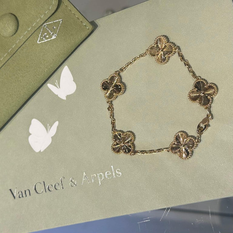 Van Cleef and Arpels Vintage Alhambra Guilloche 18k Yellow