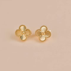 Van Cleef & Arpels Vintage Alhambra Guilloché 18K yellow gold Earring
