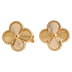 Van Cleef & Arpels Vintage Alhambra Guilloché 18K yellow gold Earrings