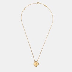 Van Cleef & Arpels Vintage Alhambra Guilloche 18k Yellow Gold Necklace