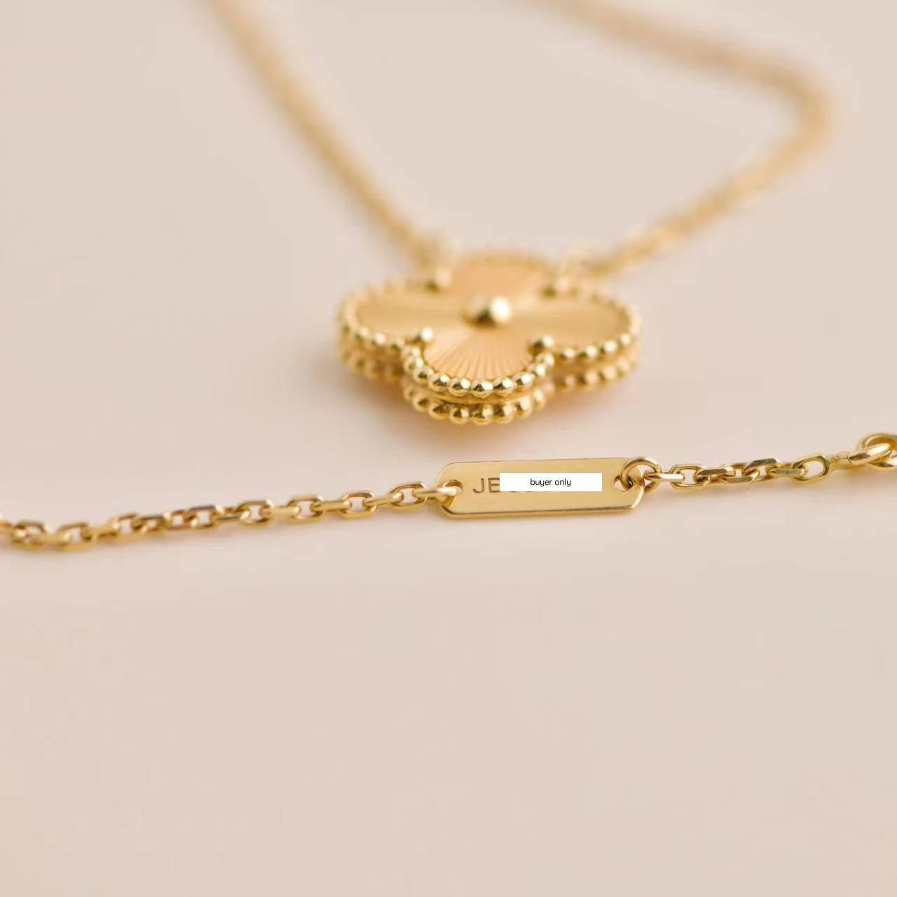 Van Cleef & Arpels Vintage Alhambra Guilloché 18K Yellow Gold Pendant Necklace 3