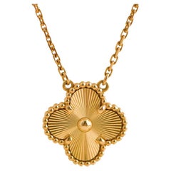 Van Cleef & Arpels Used Alhambra Guilloché 18K yellow gold Pendant Necklace