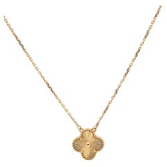 Van Cleef & Arpels Vintage Alhambra Guilloché 18k Yellow Gold Pendant Necklace