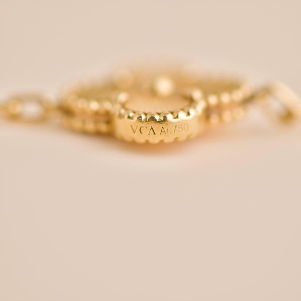 Van Cleef & Arpels Vintage Alhambra Guilloché 5 Motif 18K Yellow Gold Bracelet 2