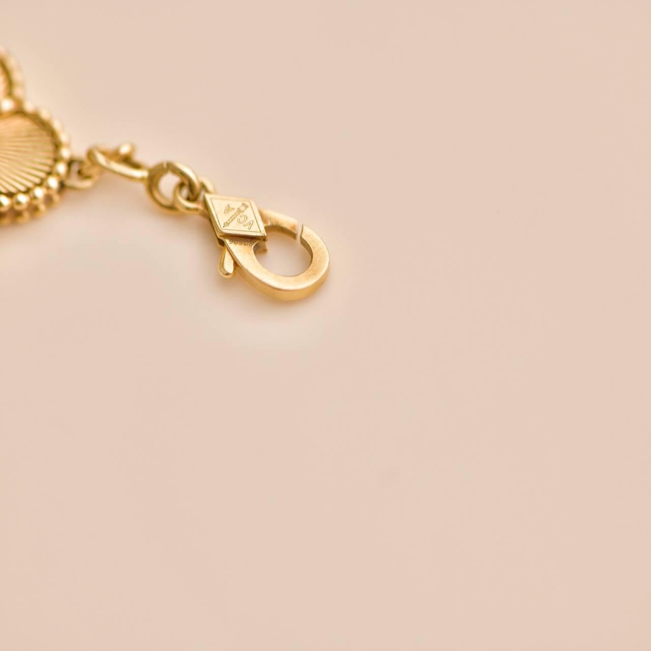 Van Cleef & Arpels Vintage Alhambra Guilloché 5 Motif 18K Yellow Gold Bracelet 3