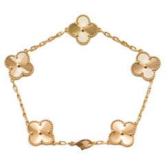 Van Cleef & Arpels Pulsera Vintage Alhambra Guilloché 5 Motivos Oro Amarillo 18K