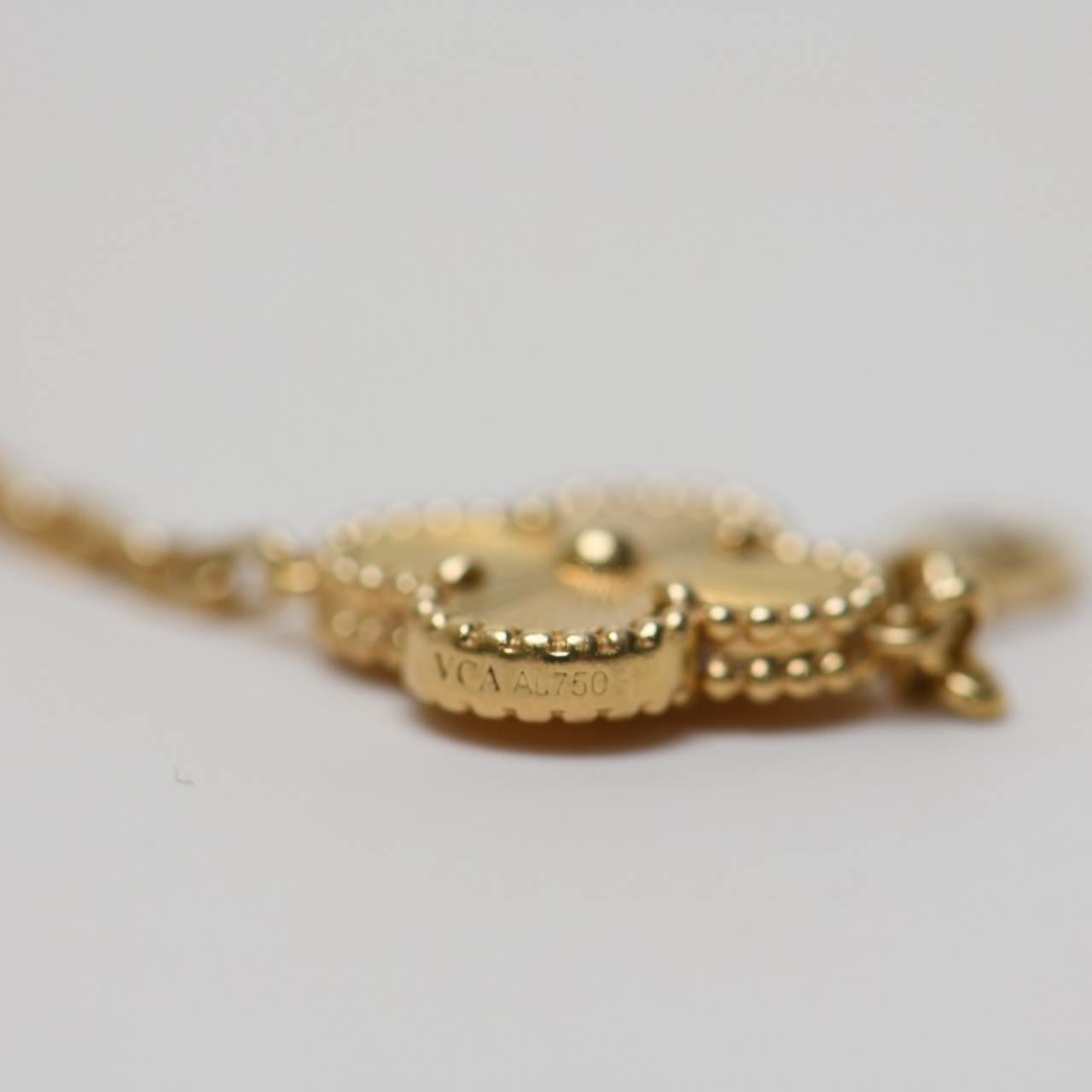 Van Cleef & Arpels Vintage Alhambra Guilloché 5 Motifs Yellow Gold Bracelet 2